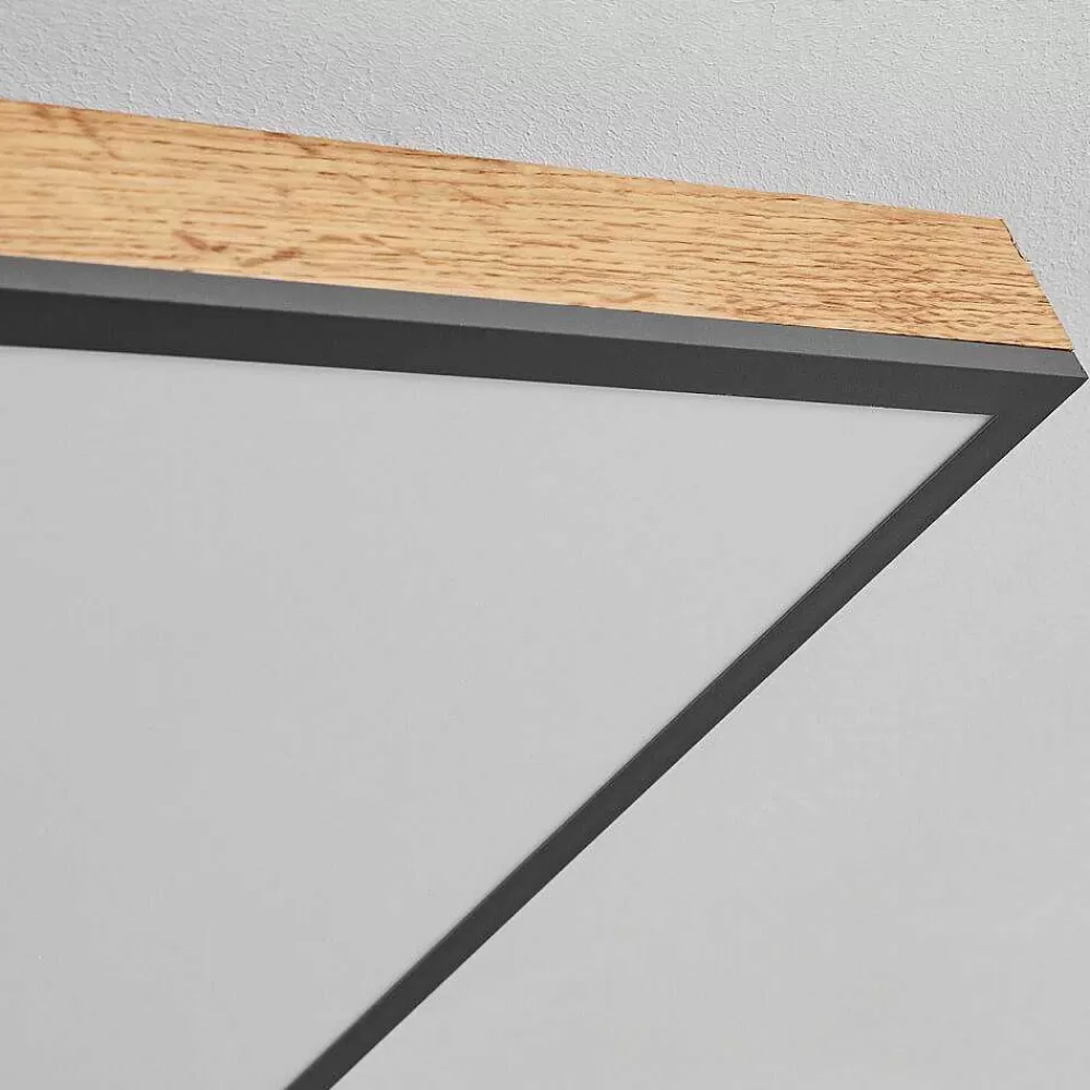 hofstein Plafonnier Salmi Led Couleur Bois, Noir, Blanc, 1 Lumiere
