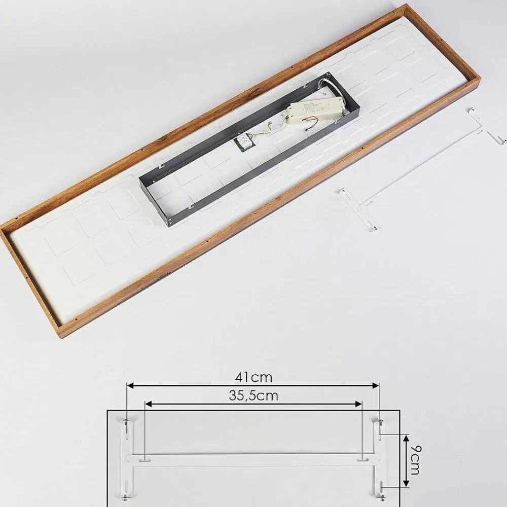 hofstein Plafonnier Salmi Led Couleur Bois, Noir, Blanc, 1 Lumiere