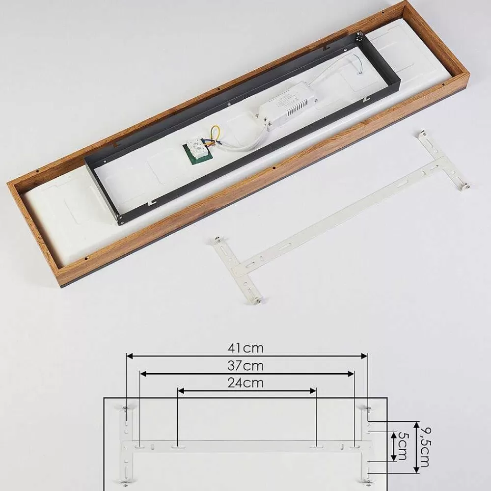 hofstein Plafonnier Salmi Led Couleur Bois, Noir, Blanc, 1 Lumiere