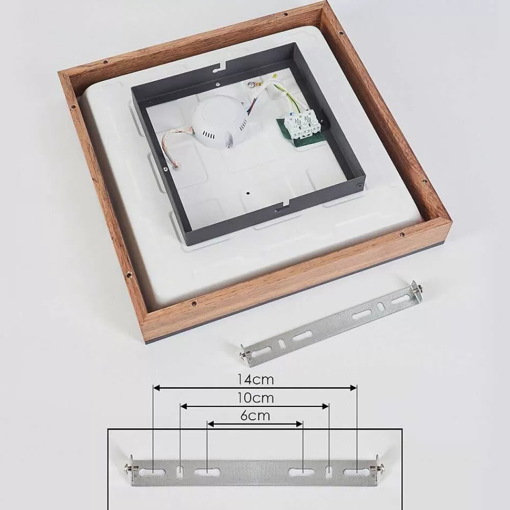 hofstein Plafonnier Salmi Led Couleur Bois, Noir, Blanc, 1 Lumiere