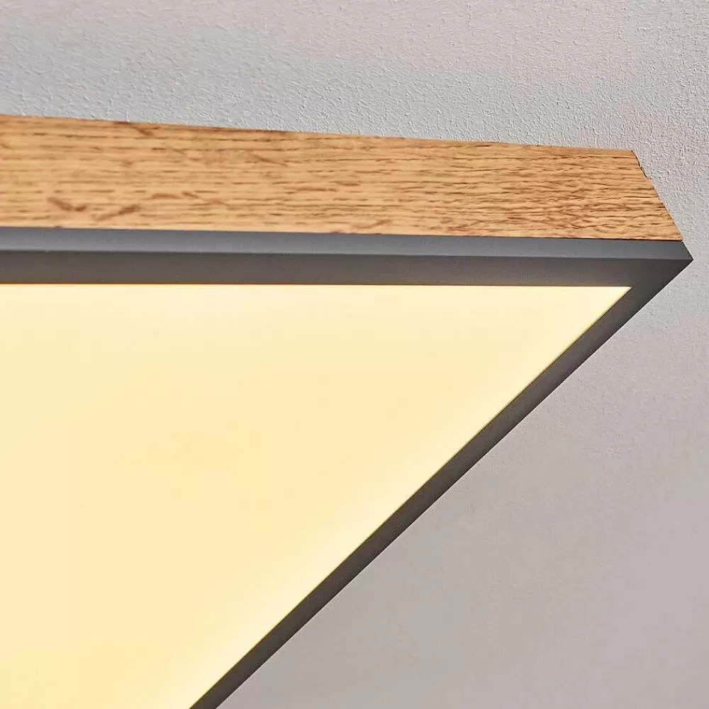 hofstein Plafonnier Salmi Led Couleur Bois, Noir, Blanc, 1 Lumiere