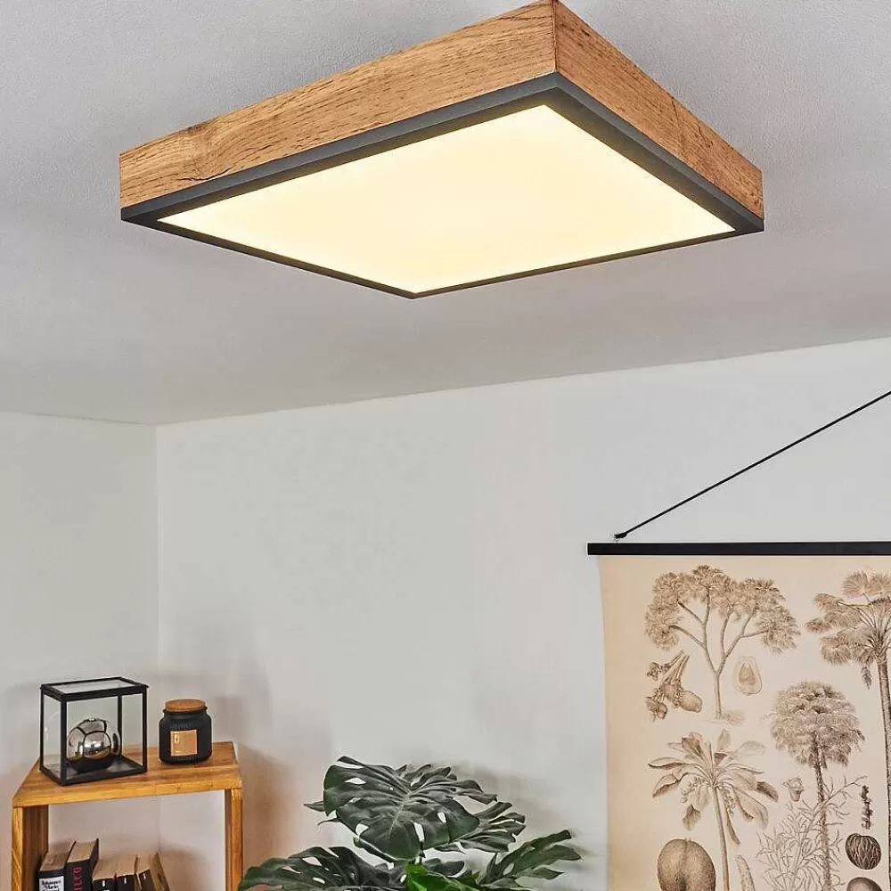 hofstein Plafonnier Salmi Led Couleur Bois, Noir, Blanc, 1 Lumiere