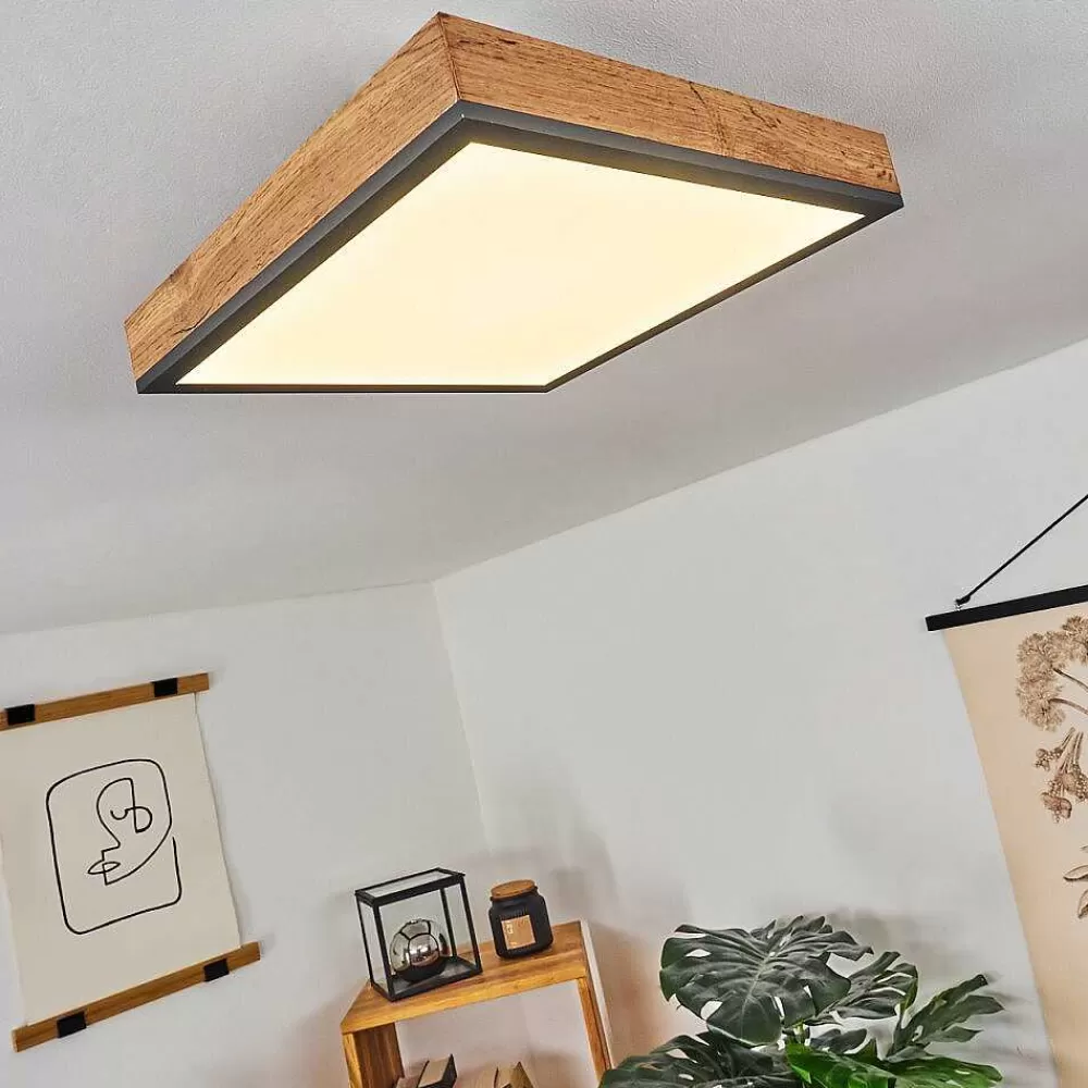hofstein Plafonnier Salmi Led Couleur Bois, Noir, Blanc, 1 Lumiere