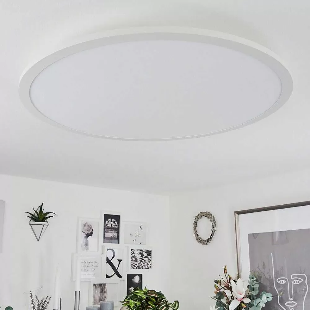 hofstein Plafonnier Sani Led Blanc, 1 Lumiere, Telecommandes, Changeur De Couleurs