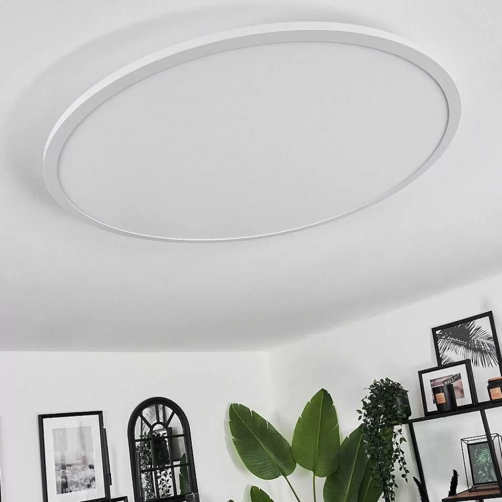 hofstein Plafonnier Sani Led Blanc, 1 Lumiere, Telecommandes, Changeur De Couleurs