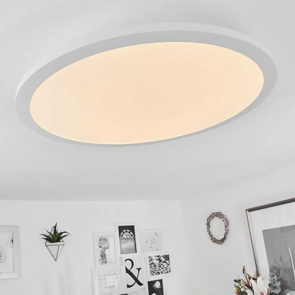 hofstein Plafonnier Sani Led Blanc, 1 Lumiere, Telecommandes, Changeur De Couleurs
