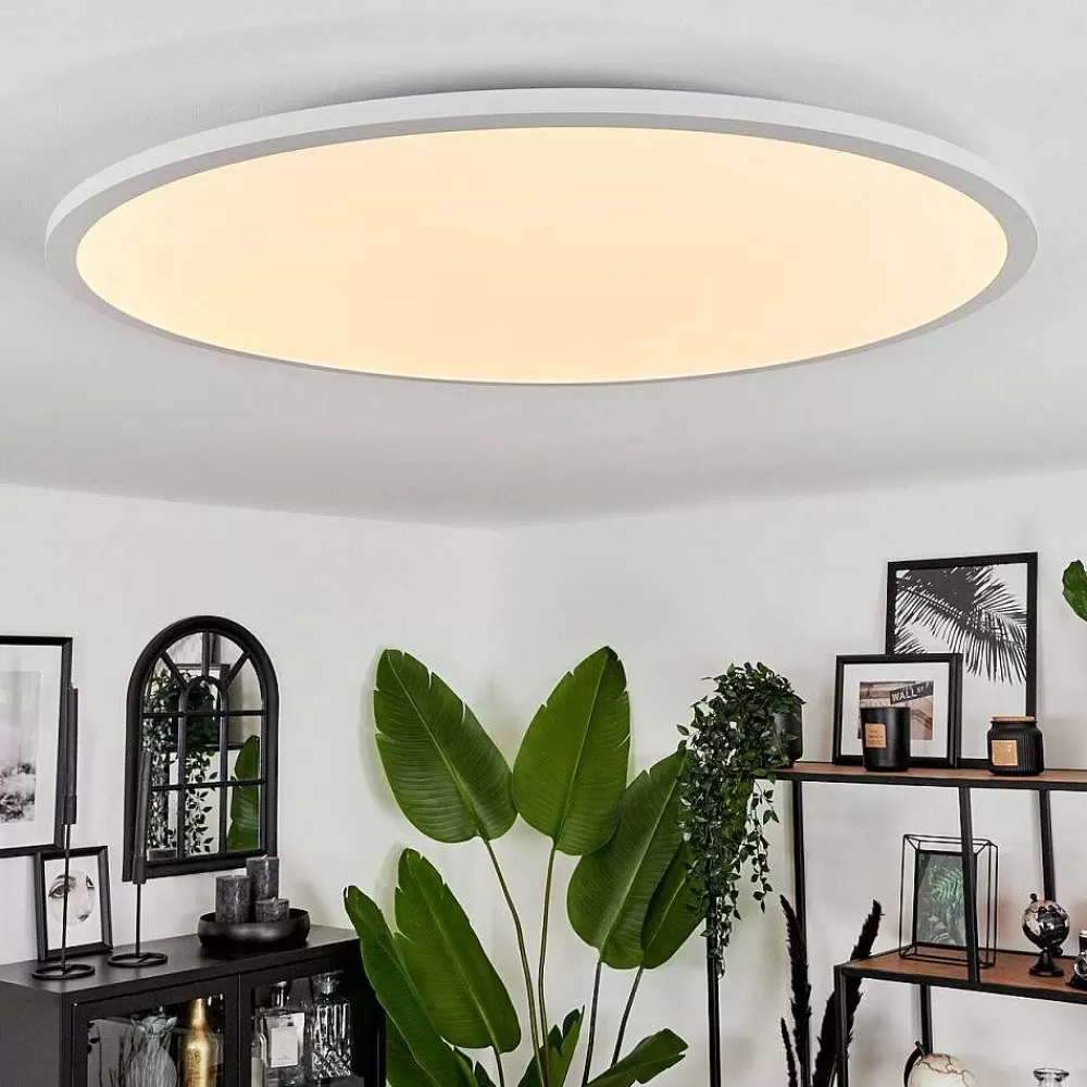 hofstein Plafonnier Sani Led Blanc, 1 Lumiere, Telecommandes, Changeur De Couleurs