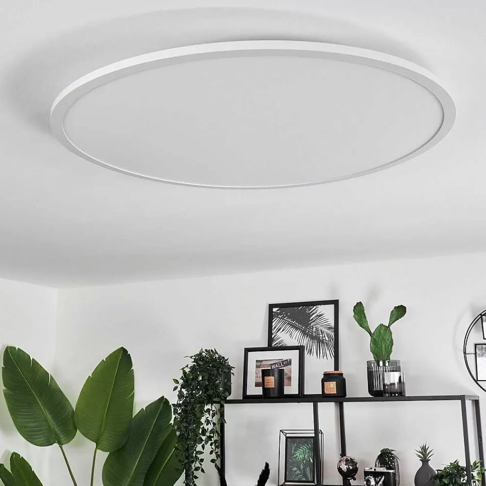 hofstein Plafonnier Sani Led Blanc, 1 Lumiere, Telecommandes, Changeur De Couleurs