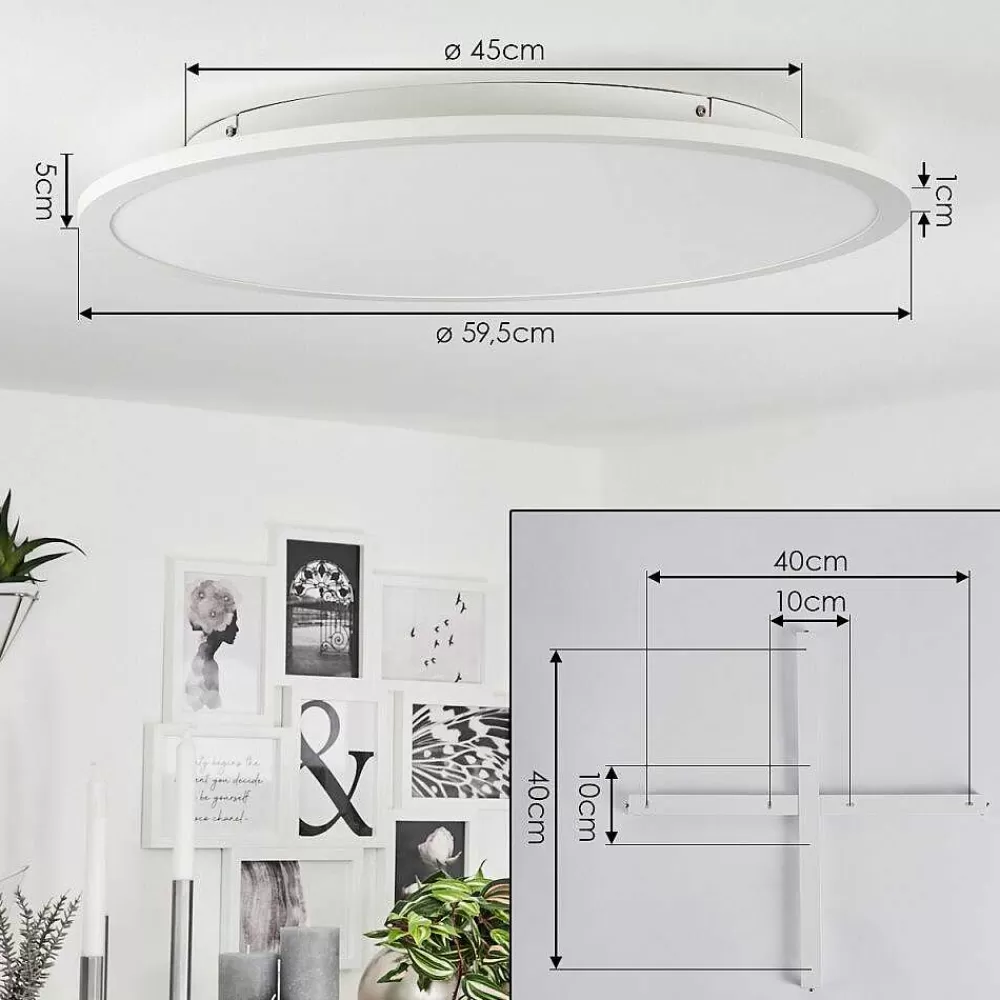 hofstein Plafonnier Sani Led Blanc, 1 Lumiere, Telecommandes, Changeur De Couleurs