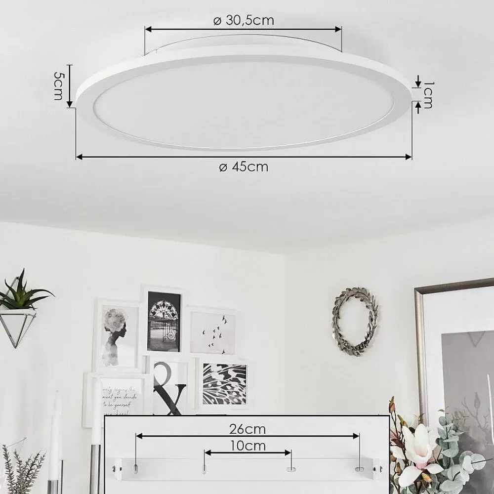 hofstein Plafonnier Sani Led Blanc, 1 Lumiere, Telecommandes, Changeur De Couleurs