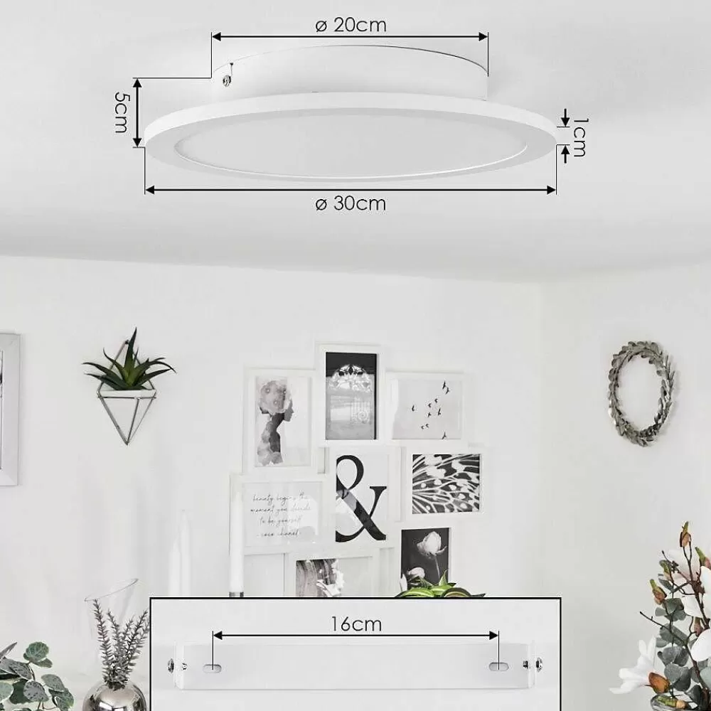 hofstein Plafonnier Sani Led Blanc, 1 Lumiere, Telecommandes, Changeur De Couleurs