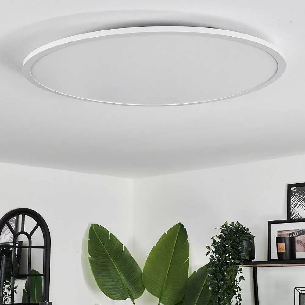 hofstein Plafonnier Sani Led Blanc, 1 Lumiere, Telecommandes, Changeur De Couleurs