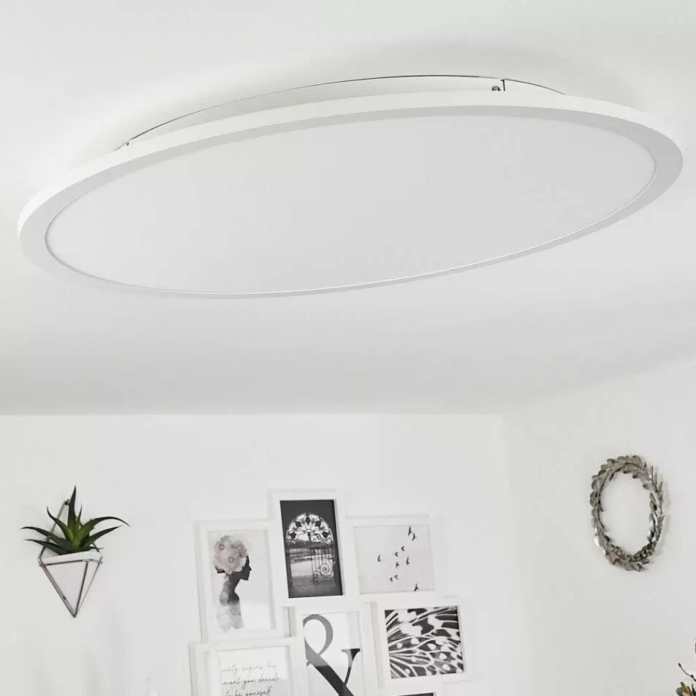 hofstein Plafonnier Sani Led Blanc, 1 Lumiere, Telecommandes, Changeur De Couleurs