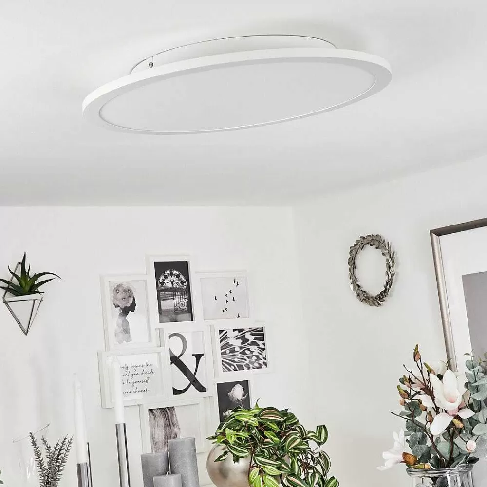 hofstein Plafonnier Sani Led Blanc, 1 Lumiere, Telecommandes, Changeur De Couleurs
