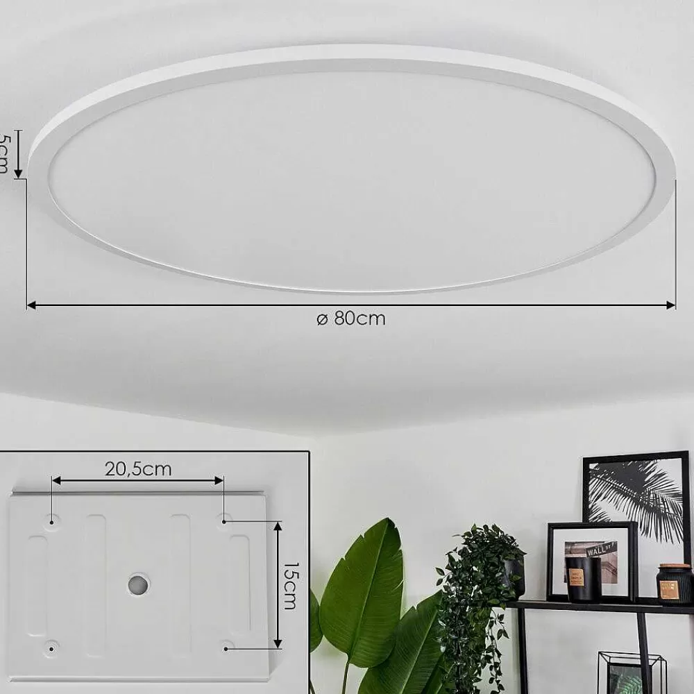 hofstein Plafonnier Sani Led Blanc, 1 Lumiere, Telecommandes, Changeur De Couleurs