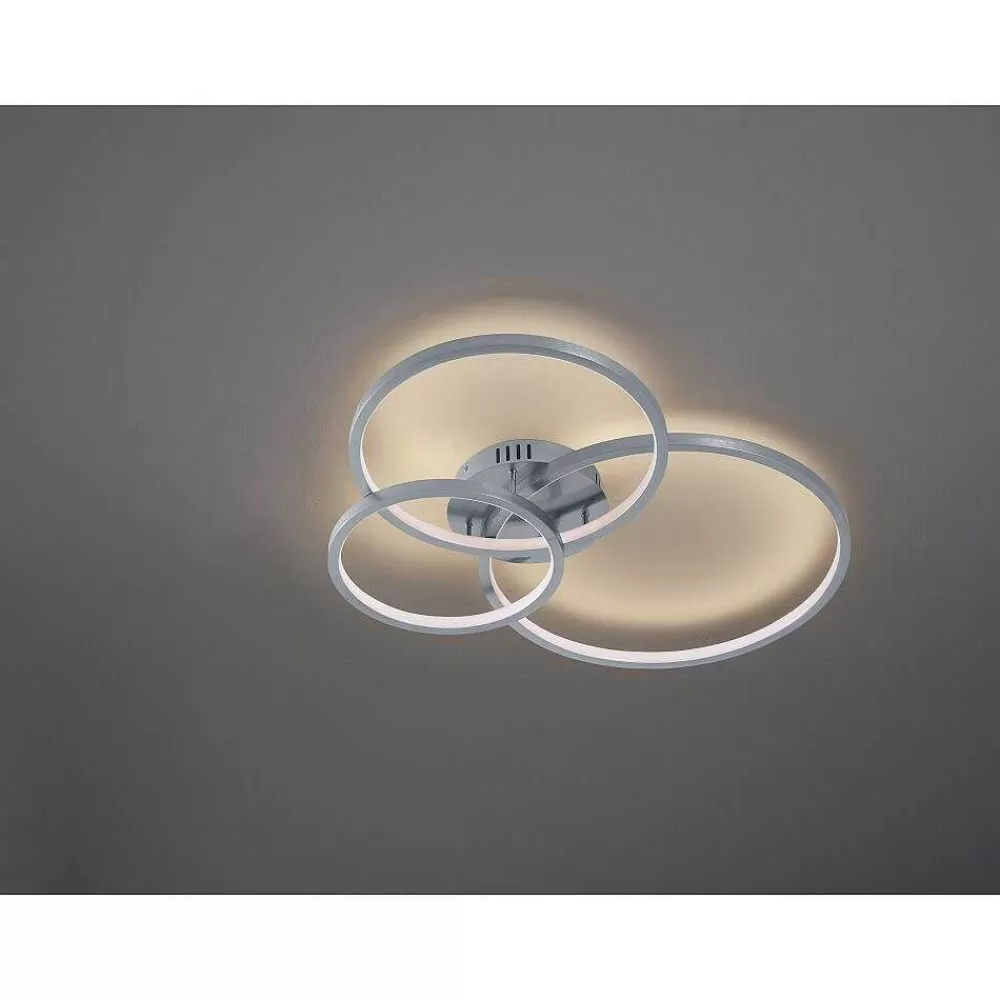 Luminaires Trio Plafonnier Trio Aaron Led Nickel Mat, 1 Lumiere, Telecommandes, Changeur De Couleurs
