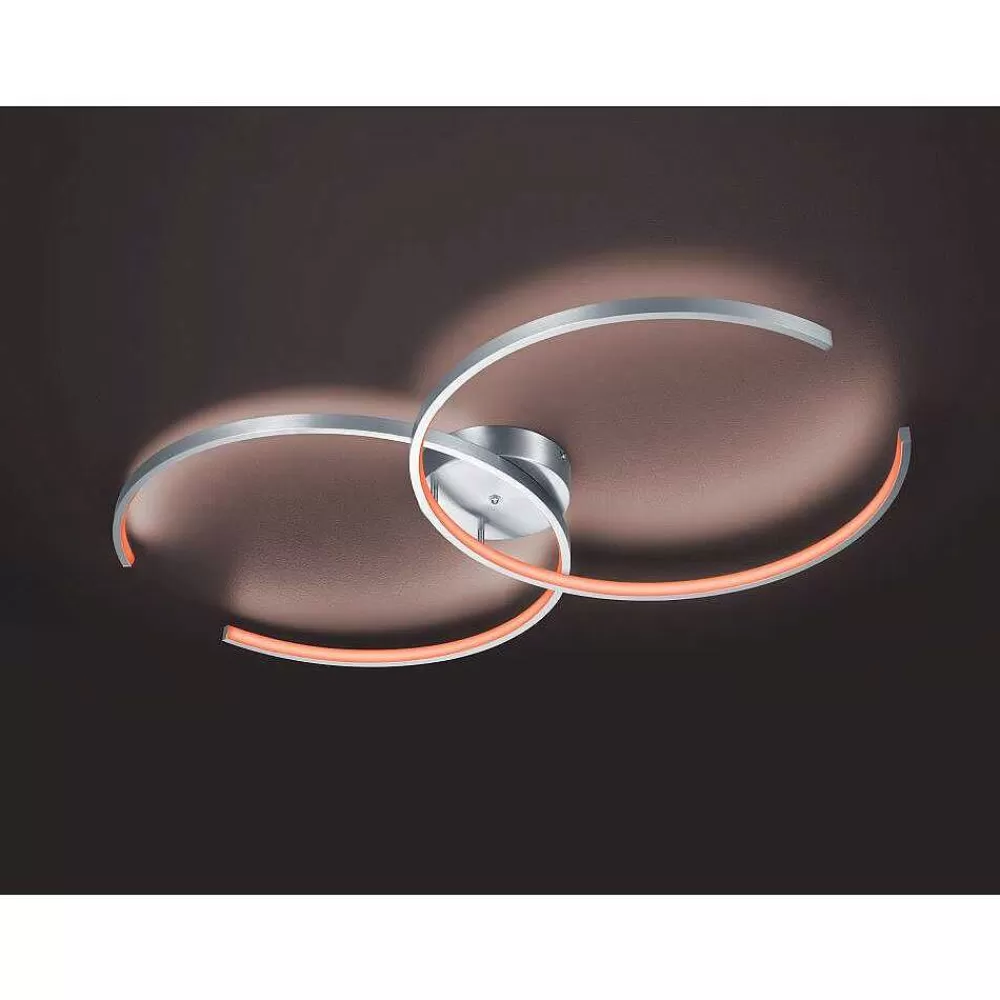 Luminaires Trio Plafonnier Trio Leuchten Wiz Citizen Led Nickel Mat, 2 Lumieres, Telecommandes, Changeur De Couleurs