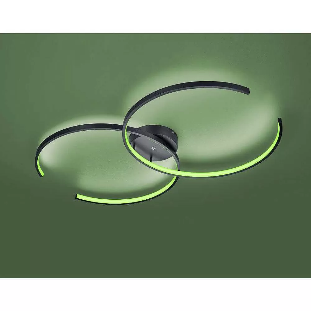Luminaires Trio Plafonnier Trio Leuchten Wiz Citizen Led Noir, 2 Lumieres, Telecommandes, Changeur De Couleurs