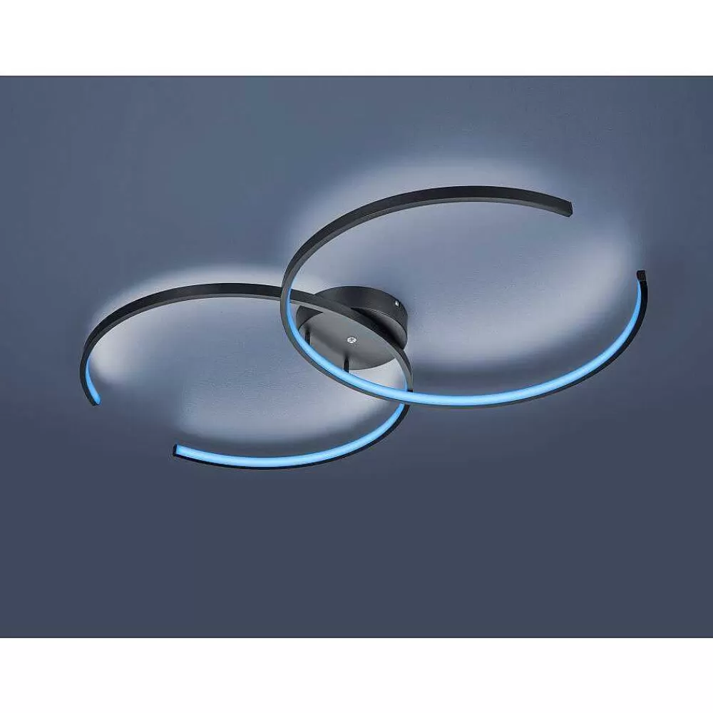 Luminaires Trio Plafonnier Trio Leuchten Wiz Citizen Led Noir, 2 Lumieres, Telecommandes, Changeur De Couleurs
