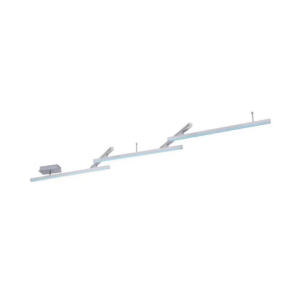 Luminaires Trio Plafonnier Trio Leuchten Wiz Melby Led Nickel Mat, 1 Lumiere, Telecommandes, Changeur De Couleurs