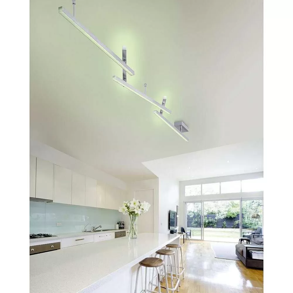 Luminaires Trio Plafonnier Trio Leuchten Wiz Melby Led Nickel Mat, 1 Lumiere, Telecommandes, Changeur De Couleurs
