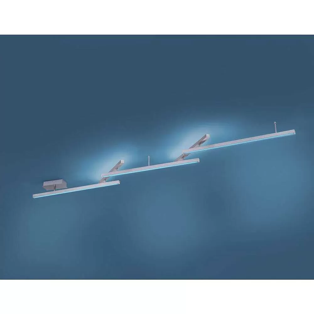 Luminaires Trio Plafonnier Trio Leuchten Wiz Melby Led Nickel Mat, 1 Lumiere, Telecommandes, Changeur De Couleurs
