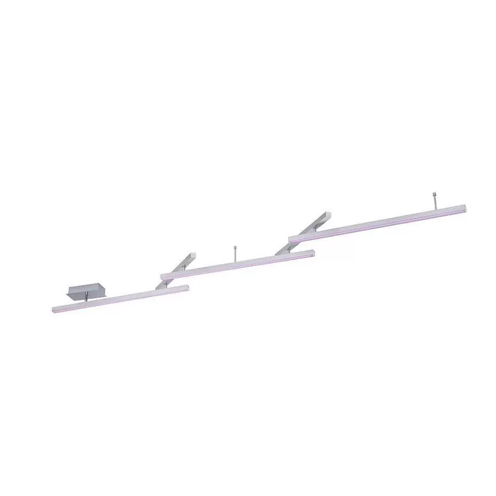 Luminaires Trio Plafonnier Trio Leuchten Wiz Melby Led Nickel Mat, 1 Lumiere, Telecommandes, Changeur De Couleurs