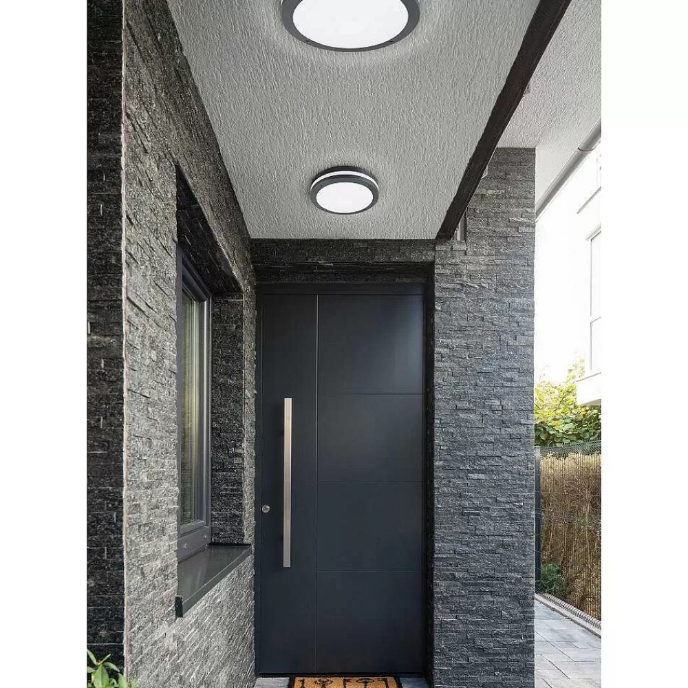 Luminaires Trio Plafonnier Trio Piave Led Anthracite, 1 Lumiere, Detecteur De Mouvement