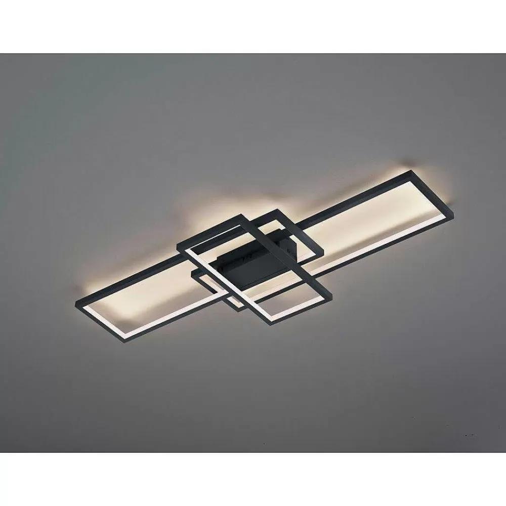 Luminaires Trio Plafonnier Trio Thiago Led Anthracite, 1 Lumiere, Telecommandes, Changeur De Couleurs