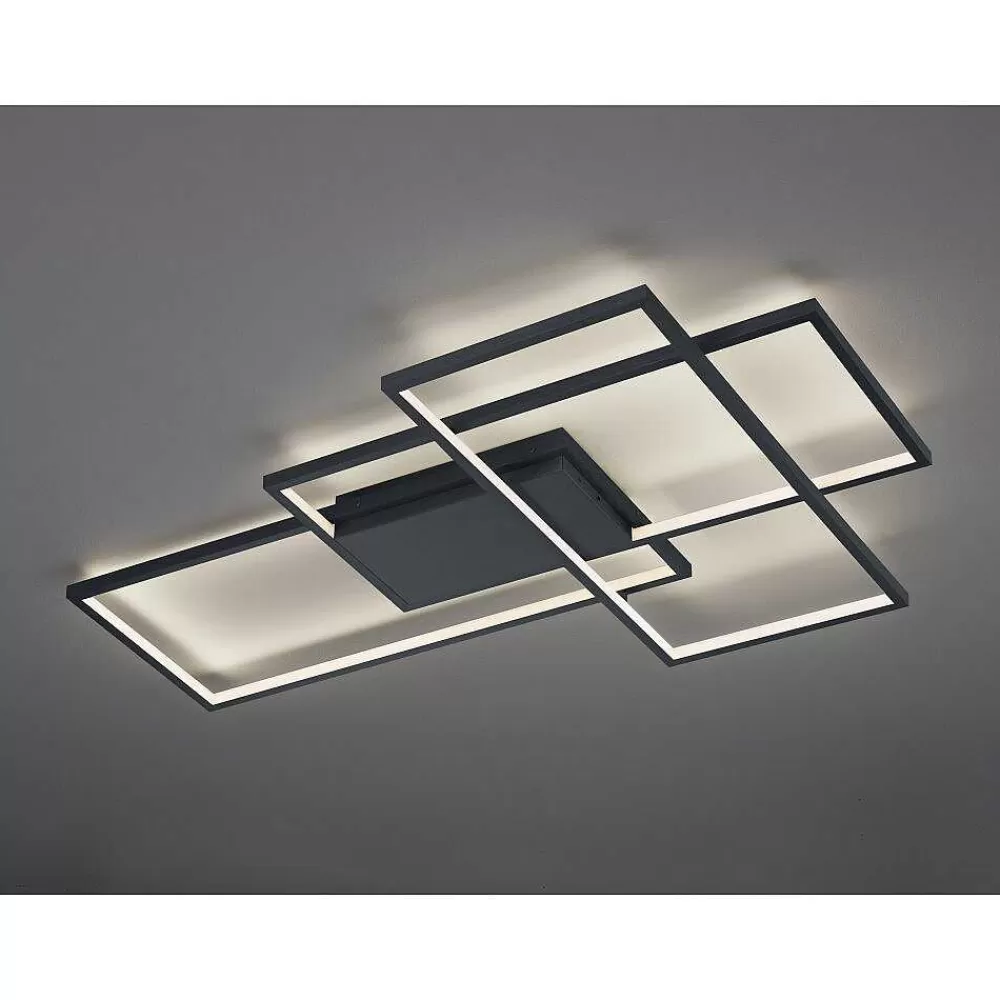 Luminaires Trio Plafonnier Trio Thiago Led Anthracite, 1 Lumiere, Telecommandes, Changeur De Couleurs