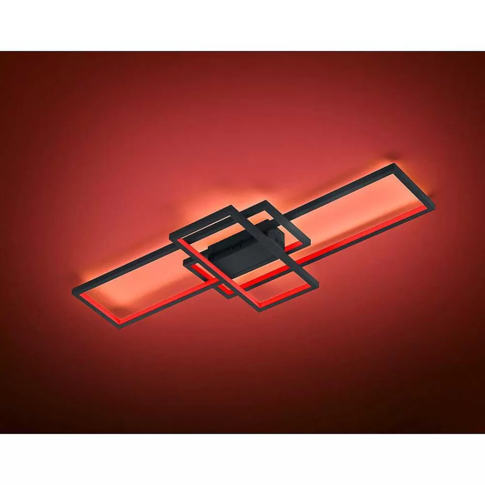 Luminaires Trio Plafonnier Trio Thiago Led Anthracite, 1 Lumiere, Telecommandes, Changeur De Couleurs