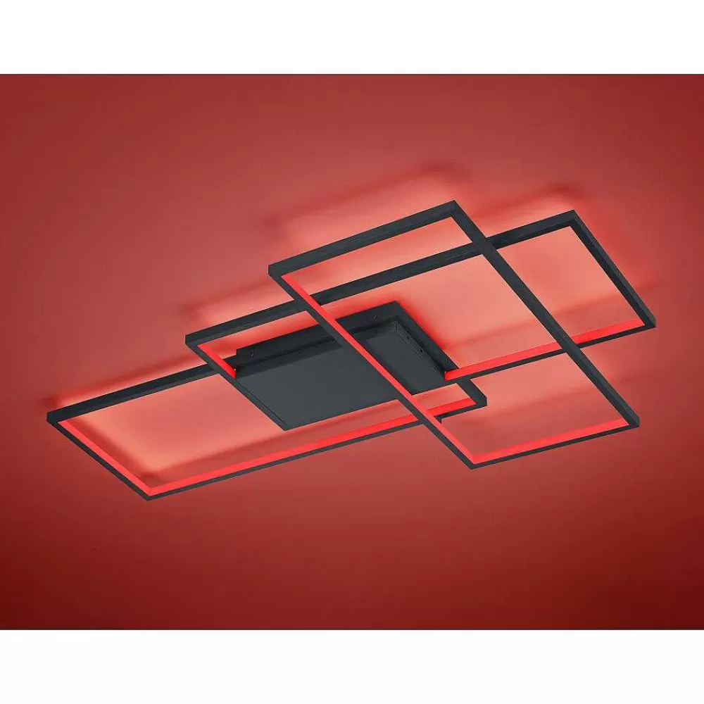 Luminaires Trio Plafonnier Trio Thiago Led Anthracite, 1 Lumiere, Telecommandes, Changeur De Couleurs