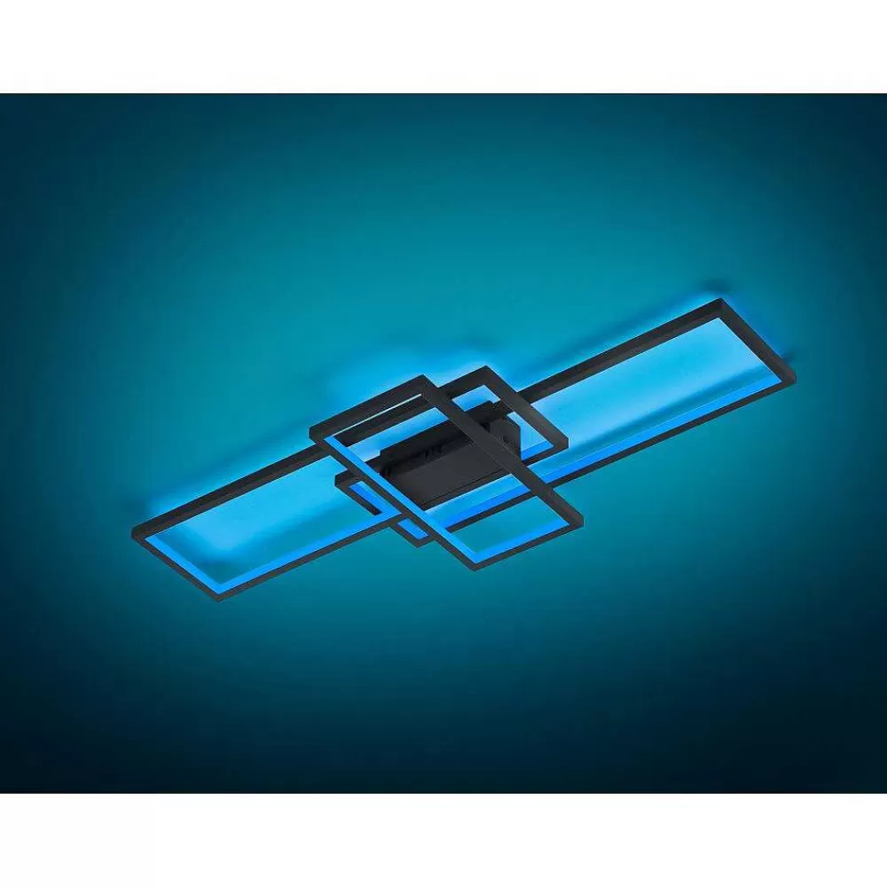 Luminaires Trio Plafonnier Trio Thiago Led Anthracite, 1 Lumiere, Telecommandes, Changeur De Couleurs