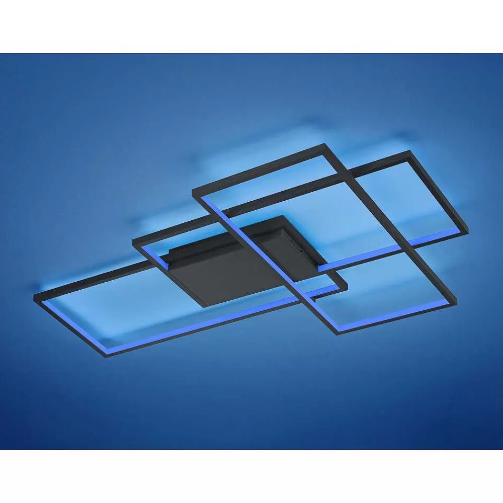 Luminaires Trio Plafonnier Trio Thiago Led Anthracite, 1 Lumiere, Telecommandes, Changeur De Couleurs