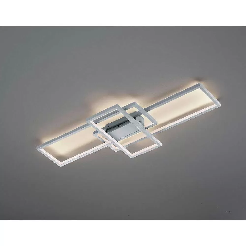 Luminaires Trio Plafonnier Trio Thiago Led Nickel Mat, 1 Lumiere, Telecommandes, Changeur De Couleurs