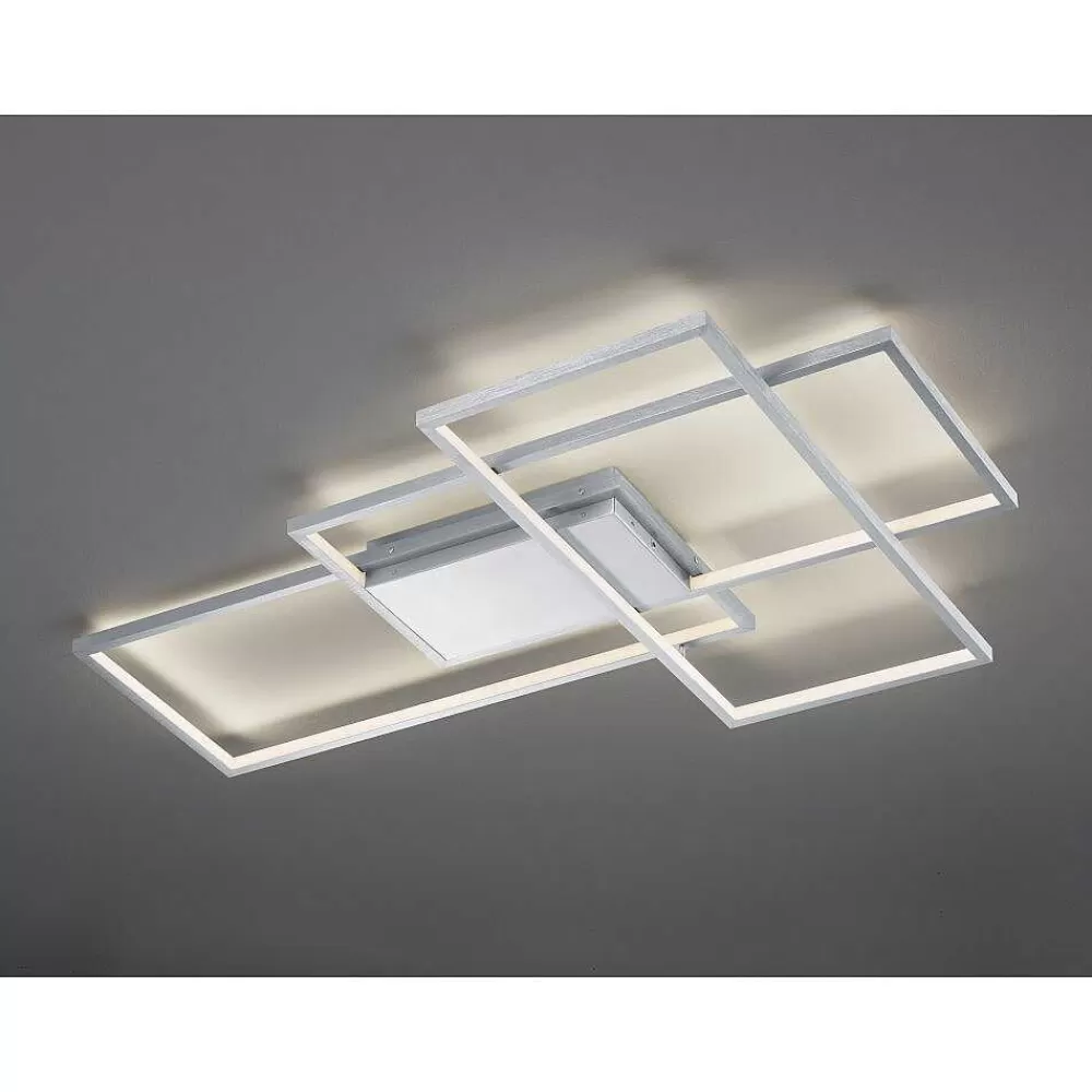 Luminaires Trio Plafonnier Trio Thiago Led Nickel Mat, 1 Lumiere, Telecommandes, Changeur De Couleurs