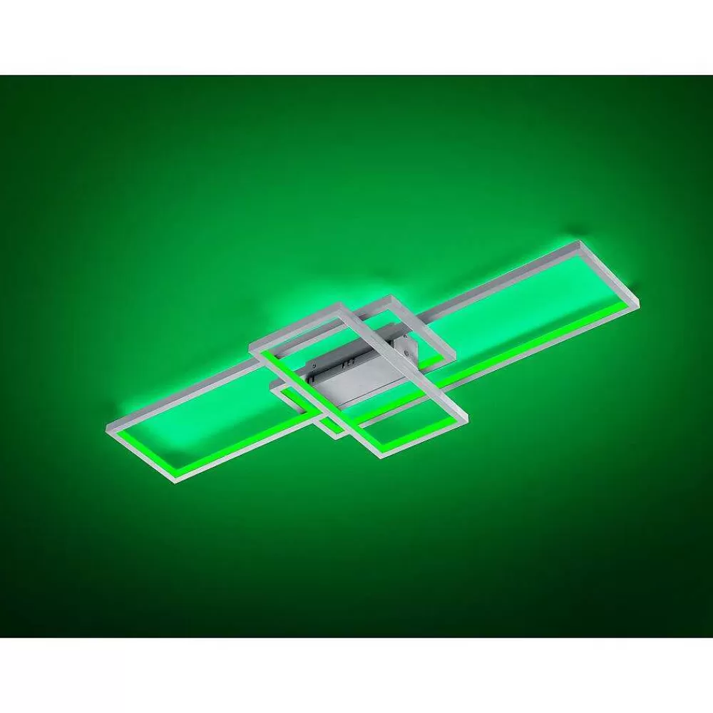 Luminaires Trio Plafonnier Trio Thiago Led Nickel Mat, 1 Lumiere, Telecommandes, Changeur De Couleurs
