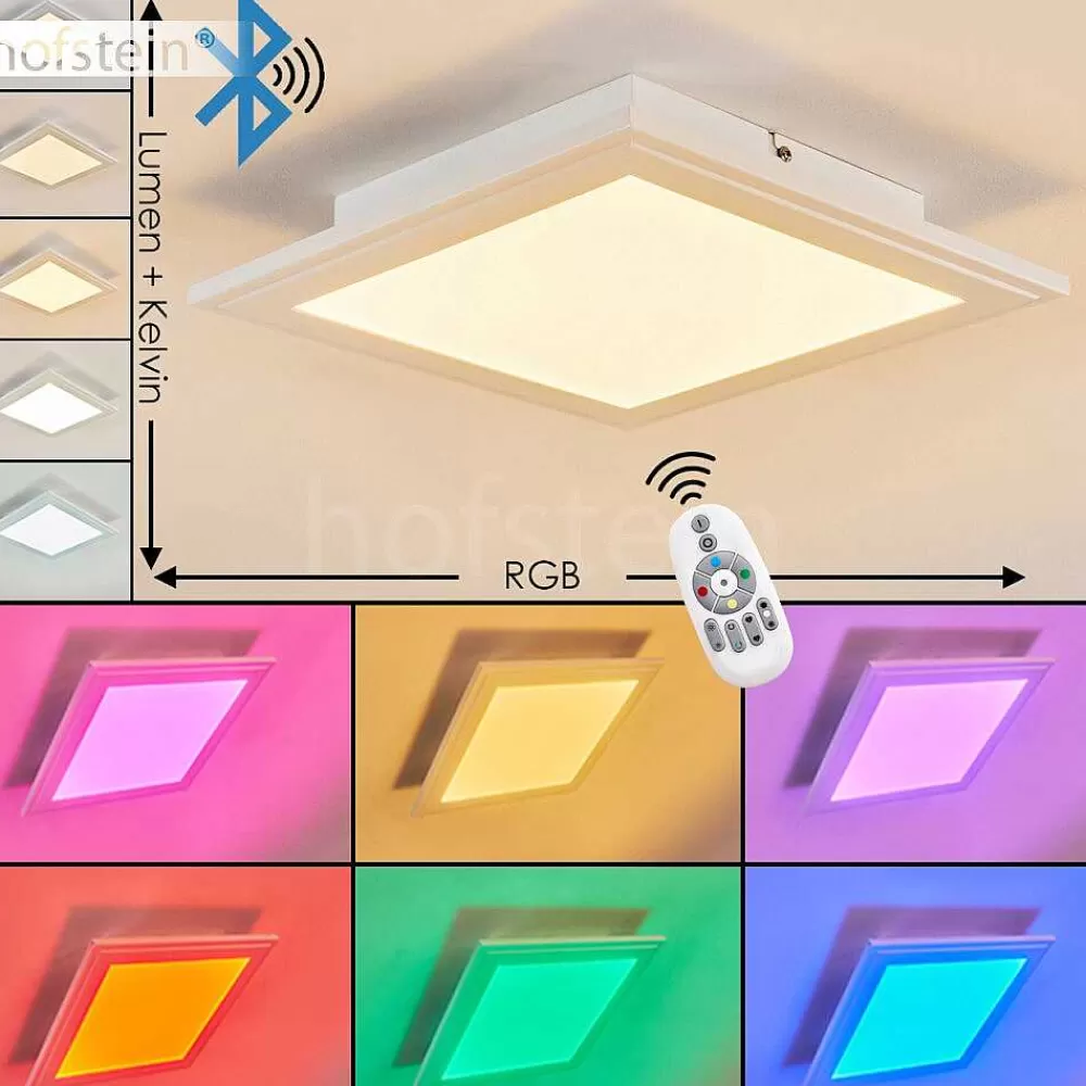 hofstein Plafonnier Voisines Led Blanc, 1 Lumiere, Telecommandes, Changeur De Couleurs