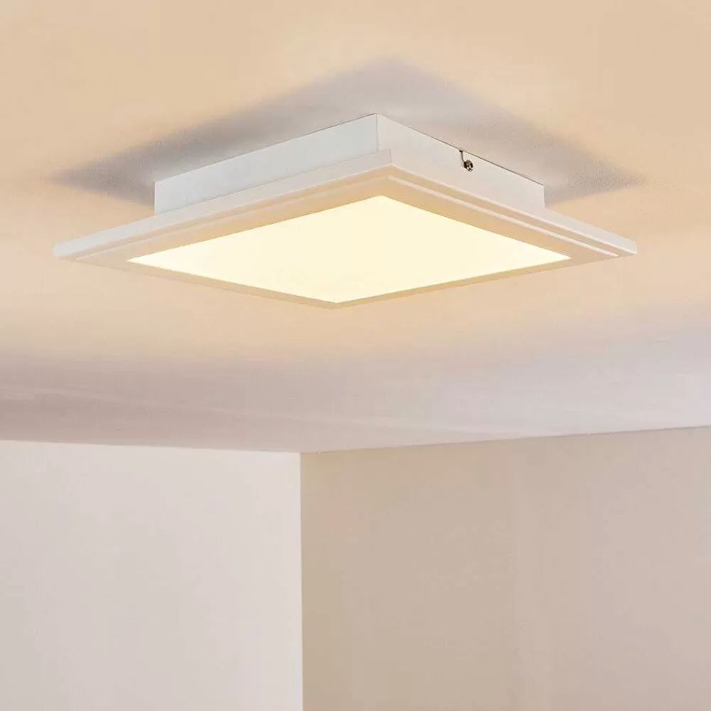 hofstein Plafonnier Voisines Led Blanc, 1 Lumiere, Telecommandes, Changeur De Couleurs