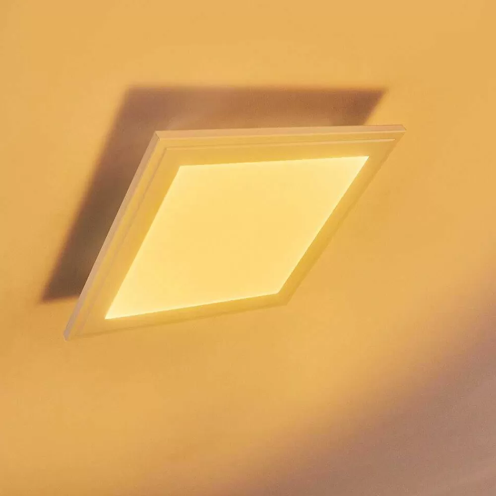 hofstein Plafonnier Voisines Led Blanc, 1 Lumiere, Telecommandes, Changeur De Couleurs