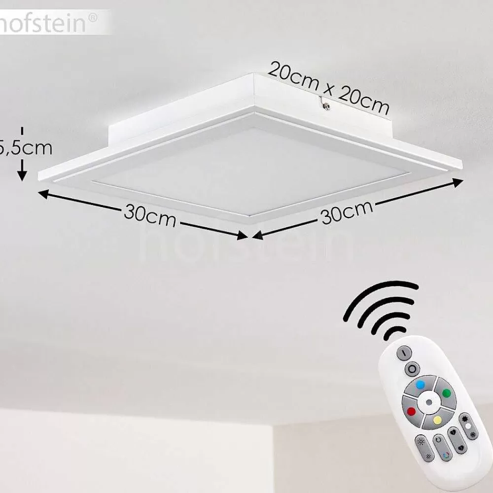hofstein Plafonnier Voisines Led Blanc, 1 Lumiere, Telecommandes, Changeur De Couleurs