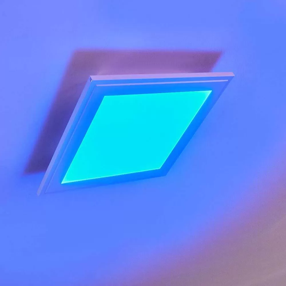 hofstein Plafonnier Voisines Led Blanc, 1 Lumiere, Telecommandes, Changeur De Couleurs