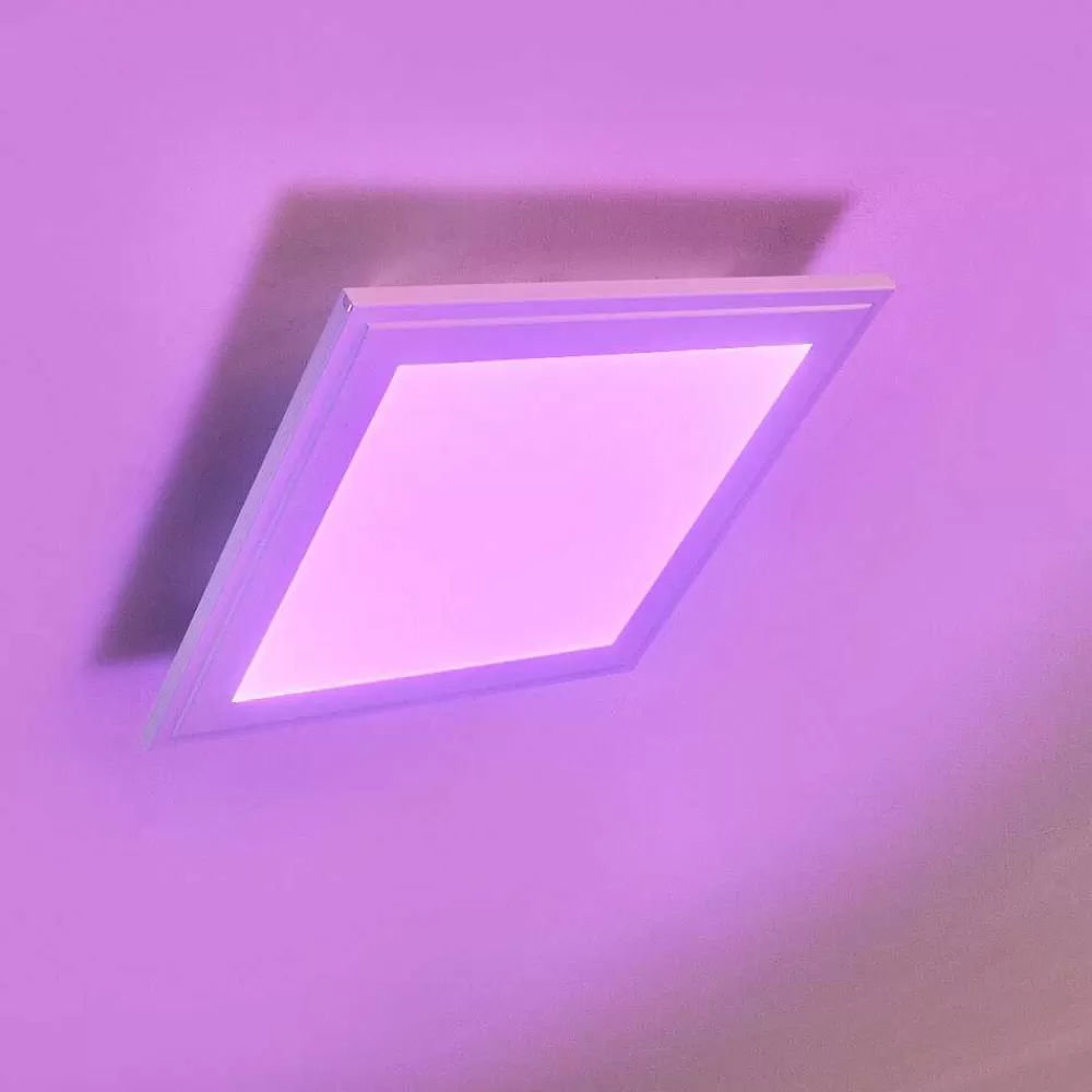 hofstein Plafonnier Voisines Led Blanc, 1 Lumiere, Telecommandes, Changeur De Couleurs