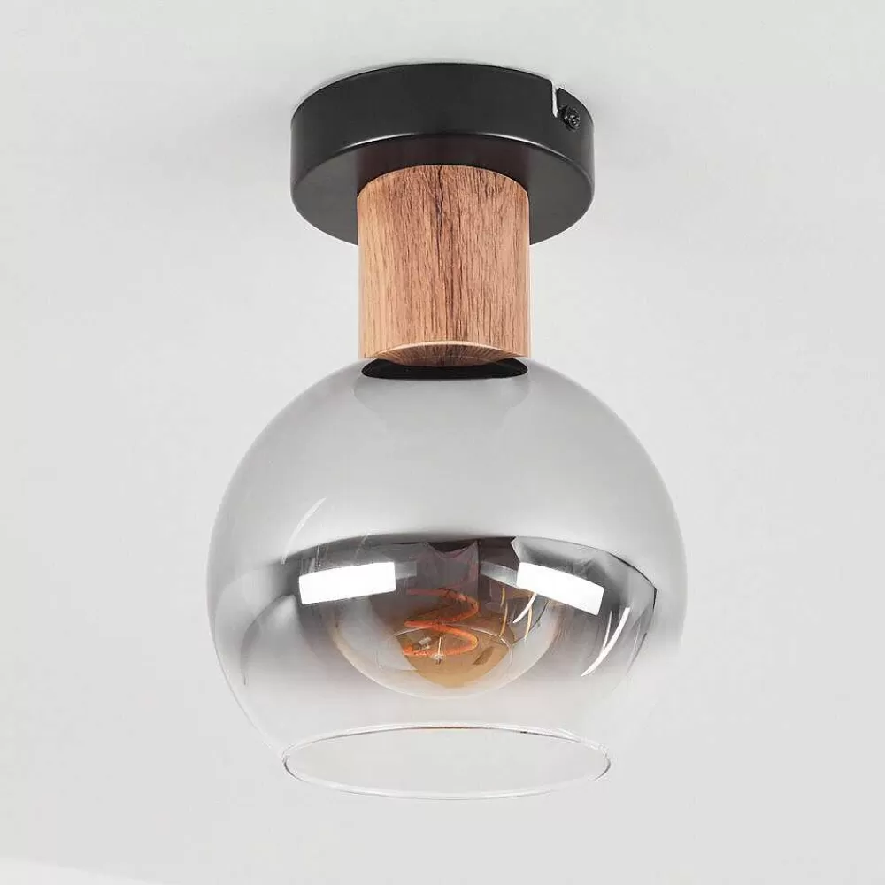 hofstein Plafonnier Vouhet Brun, Couleur Bois, Noir, 1 Lumiere