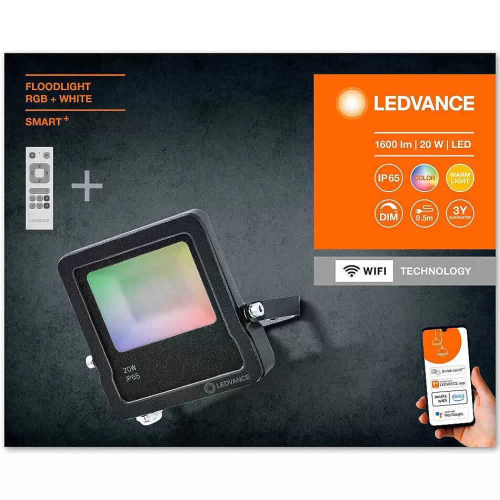 Luminaires Ledvance Spot De Jardin Ledvance Smart+ Anthracite, 1 Lumiere, Telecommandes, Changeur De Couleurs