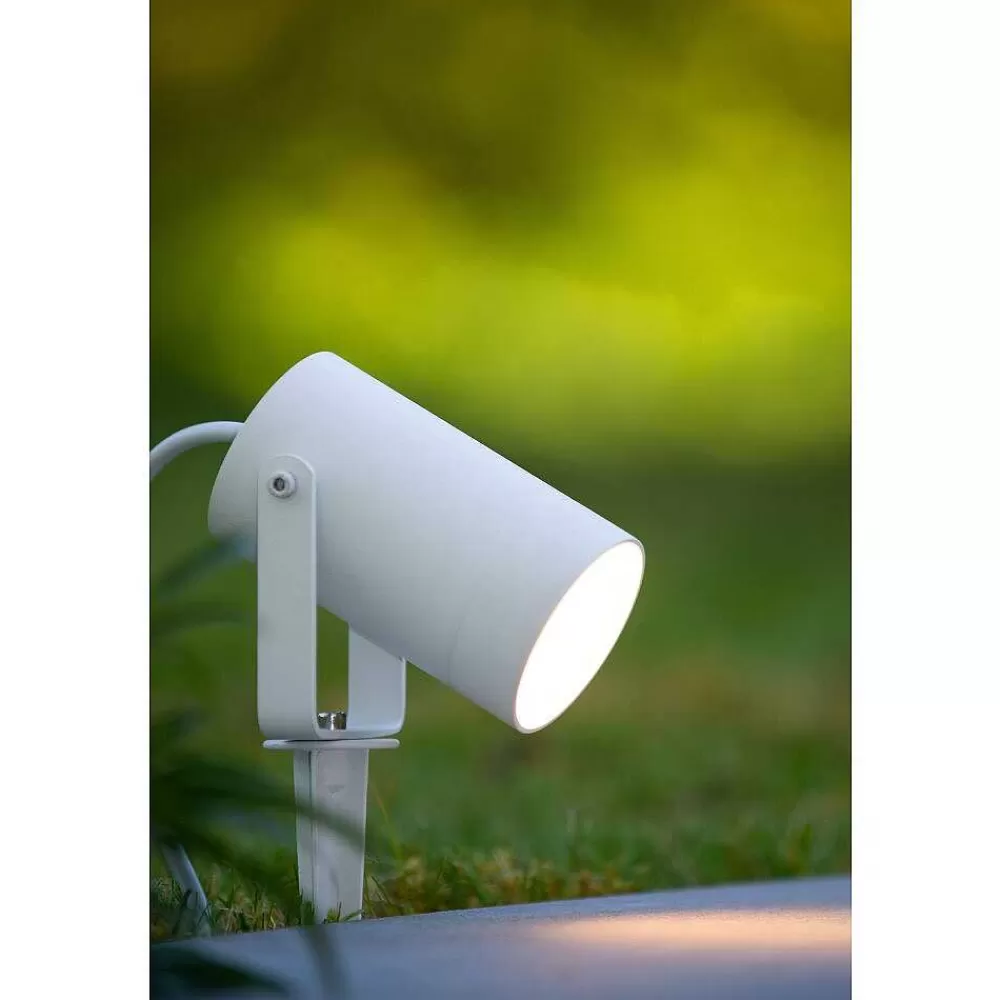 Luminaires Lucide Spot De Jardin Lucide Taylor Blanc, 1 Lumiere, Detecteur De Mouvement