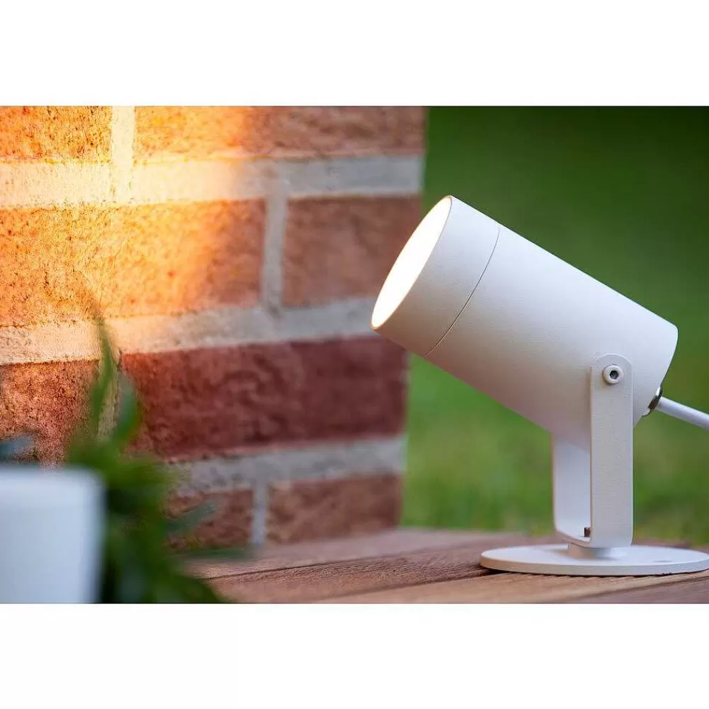 Luminaires Lucide Spot De Jardin Lucide Taylor Blanc, 1 Lumiere, Detecteur De Mouvement