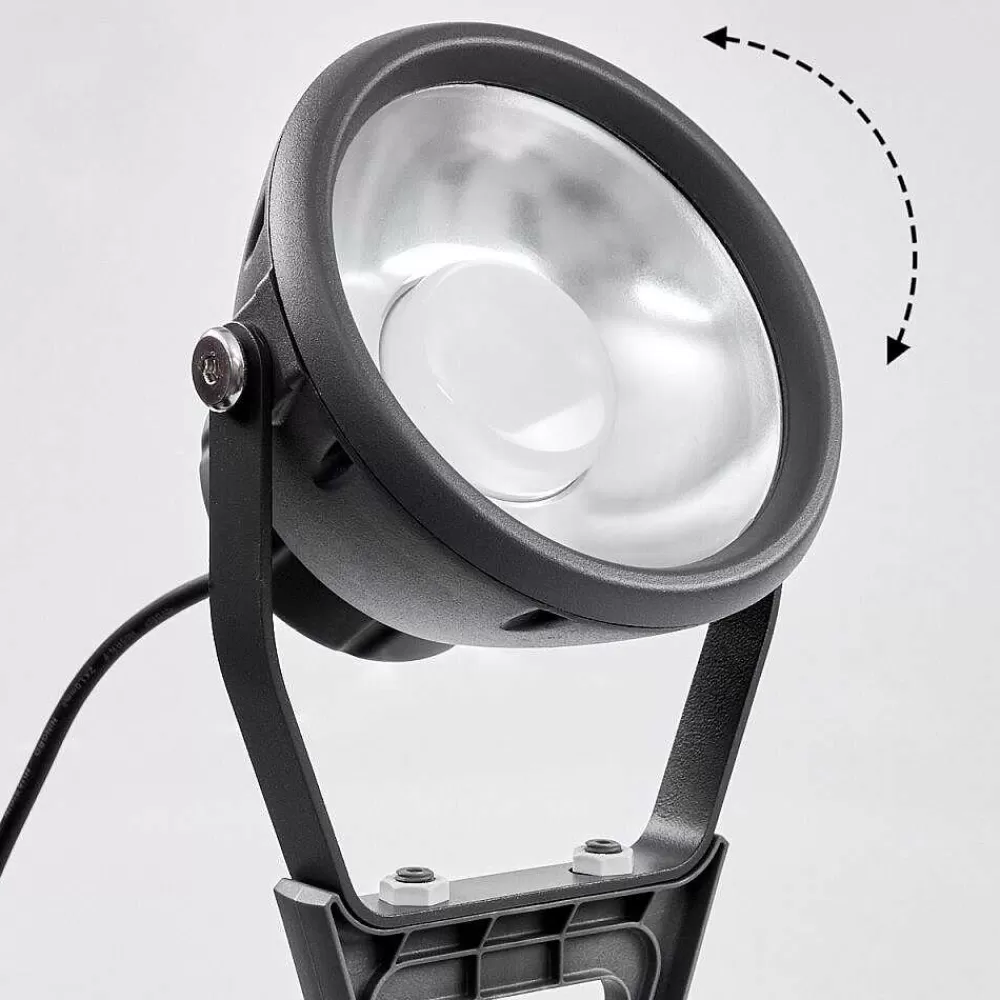 hofstein Spot De Jardin Phniet Led Noir, 1 Lumiere, Telecommandes, Changeur De Couleurs