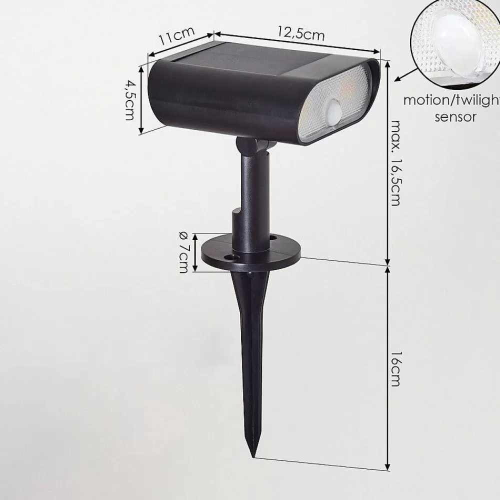 hofstein Spot De Jardin Usmagama Solar Led Noir, 1 Lumiere, Detecteur De Mouvement, Changeur De Couleurs