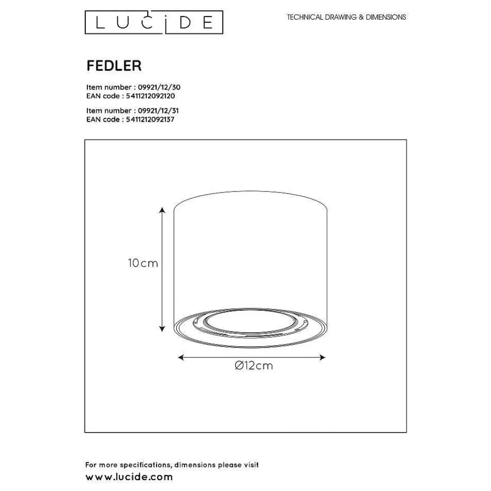 Luminaires Lucide Spot De Plafond Lucide Fedler Noir, 1 Lumiere